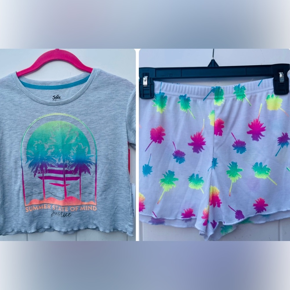 NWT Justice Girls 2PC Short Sleep Set 2 Piece Lot Size L Plus (10Plus) MP